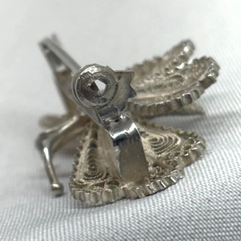 Vintage Butterfly Brooch Unisex OS Silver Excellent 800 Coin Filigree Italian